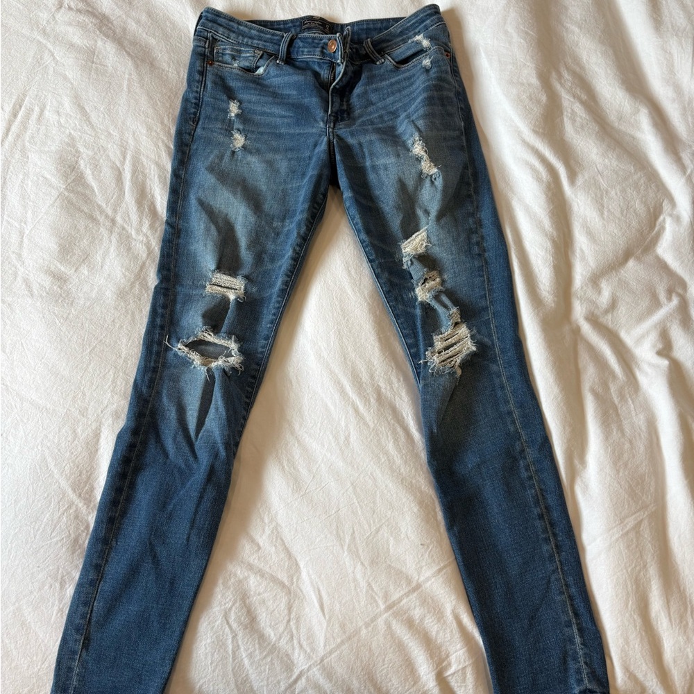 A&F Harper Skinny Distressed Jeans
